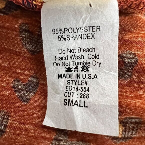 See in Love Women’s Long Sleeve V-Neck Babydoll Dress Rust/Multi Animal Print S - Picture 8 of 8